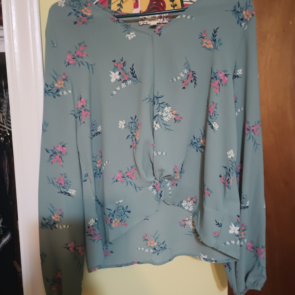 Pink Republic Floral Blouse - Green and Pink